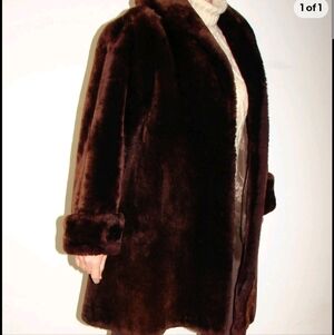 Dark Brown Plush Mouton Shearling Coat
